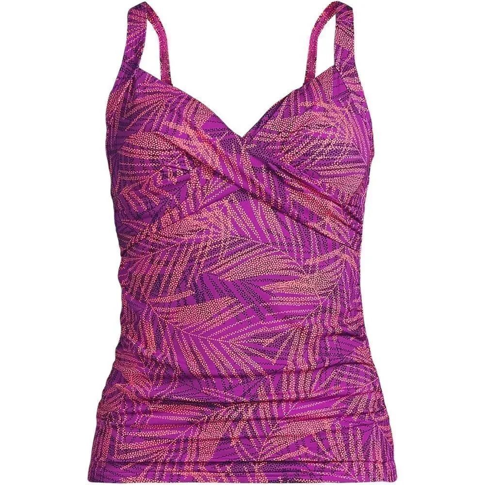 Land's End v neck wrap underwire tankini top violet rose stipple Various